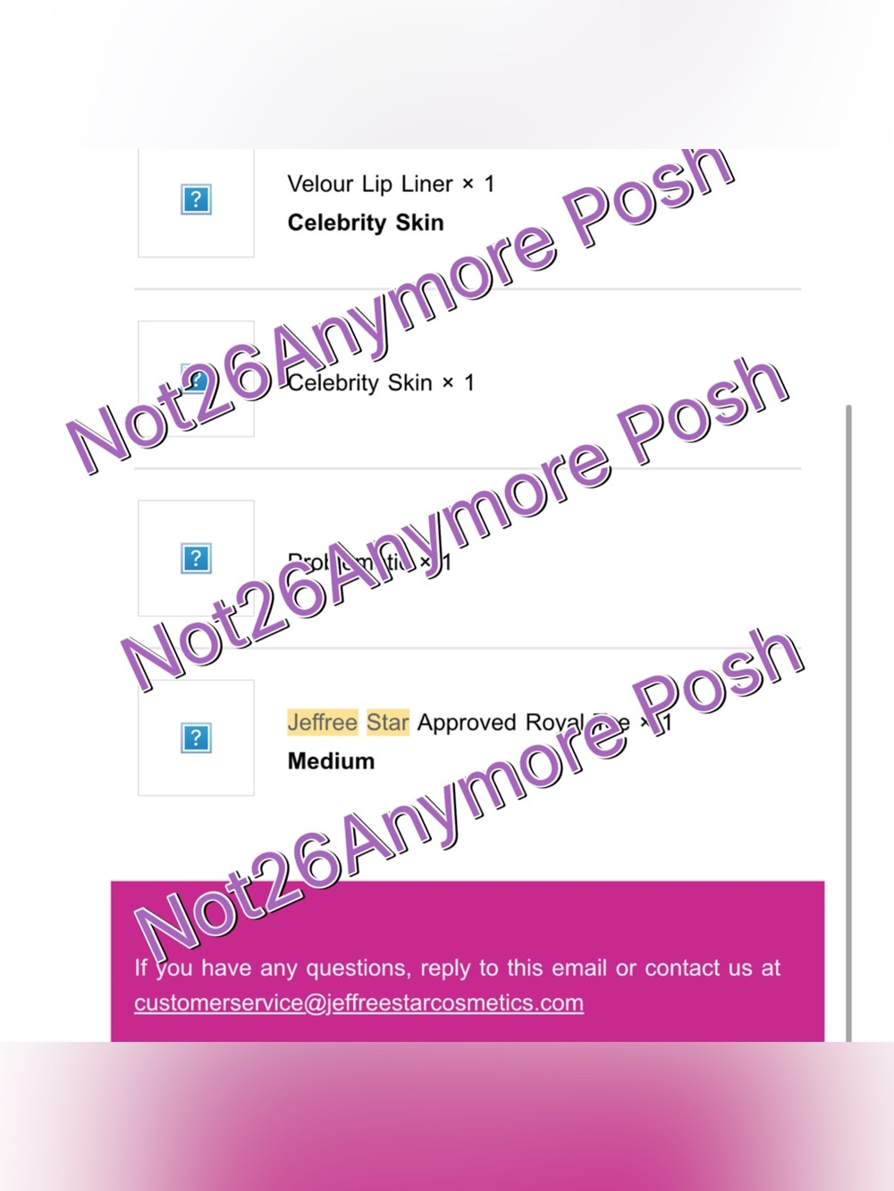 All Jeffree Star proofs of purchase